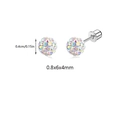 Iridescent crystal ball stud earring set with silver threaded screw back 0.4cm - Iridescent Ball / 4mm
