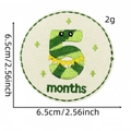 Detail of 6.5cm embroidered baby milestone patch with green dinosaur and number 5 - 5 Months (5#)