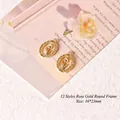 Macro detail of rose gold tulip pendant with twisted frame for DIY jewelry making - Style 12 Round Frame Rose Gold