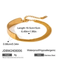 Bracelet cubain en acier inoxydable doré, étanche et hypoallergénique pour femmes - Chaîne Tressée à Plaque Incurvée Dorée (JDBW2408006)