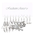 6-pair silver Halloween earring set featuring skeleton hands, witches, and mushrooms - Style 04 Old Silver Poison Mushroom Set 10293