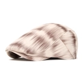 Men's newsboy cap in gradient brown tie-dye fabric with vintage textured pattern - Beige Tie-dye (Q-335)