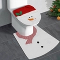 Set bagno natalizio con copriwater a pupazzo di neve e tappetino con sciarpa a righe - Set Pupazzo di Neve