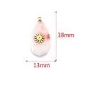 Waterdrop-shaped natural white stone pendant with golden sun motif, 38mm length - Long Rock Stone - Sun