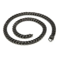 Classic black stainless steel Cuban link necklace with a secure lobster clasp closure - 10mm Black Necklace