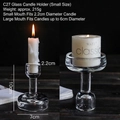 Nordic glass candle holder dual-use design for pillar and taper candles, 10cm height - Small Hallway Candlestick