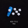Detail showing an 8mm white 3D resin camellia flower charm on a blue nail tip model - 8mm / Solid White