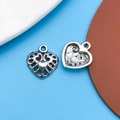 Silver-plated heart-shaped metal charms with hollow patterns for DIY jewelry making - 1pc Antique Silver Hollow Heart 12x13mm