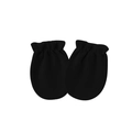 Soft black cotton knit baby scratch mittens with elasticated ribbed cuffs, one pair set - Black (Elastic Anti-Scratch Mittens)