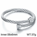 Bracelet câble en acier inoxydable argenté avec embouts bouclés et taille 58x6mm - Type A Argent (KB170775-XY)