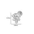 Silver F136 titanium cartilage stud earring with geometric zircon fan shape 0.73cm - 6# Silver (Geometric Fan)