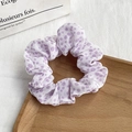 Floral purple polka dot chiffon hair scrunchie with a soft ruffled texture - 9# Purple Polka Dot