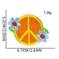 Detail of embroidered peace sign and floral patch with size and weight dimensions - Style 14 (Peace Sign Flower)