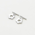 Pair of silver hollow five-petal flower OT toggle clasps for DIY jewelry making - Platinum Plum Blossom OT Clasp Style 2 - 4Pcs/Pack