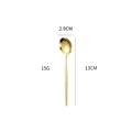 Modern gold finish 304 stainless steel soup spoon with dimensions and 15g weight details - Gold Small Spoon