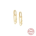 Orecchini in argento S925 dorato con catenine pendenti e piccoli zirconi brillanti - Oro