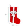 Chaussette de Noël en peluche rouge avec nœud blanc et dimensions 45x27cm - Base Rouge Nœud Blanc