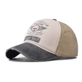 Berretto da baseball vintage in cotone lavato con stampa teschio e dettagli consumati - Teschio Cachi