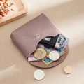 Dusty pink genuine leather coin purse with pebble texture and metallic snap closure - Dusty Rose (Single Layer)