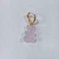 Golden huggie hoop earring with tiny crystals and a translucent purple gummy bear charm - Candy Light Purple