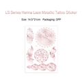 Rose gold metallic henna lace tattoo sticker with mandala and flower designs LS-001 - Butterfly Mandala Lace Style (LS-001)