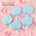Five-piece set of light blue cloud cake toppers with silver glitter and ribbon bows - Blue Blank Topper - 5 Pcs