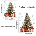 Detailed view of Christmas tree and gift box window decals with size measurements - JDT-A50 Christmas Tree