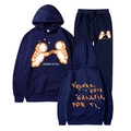 Dark blue Ivan Cornejo tracksuit set with hoodie and joggers featuring astronaut print - Navy Blue