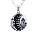 Vintage stainless steel sun and moon relief pendant with punk style O-chain necklace - Steel Color Pendant No Chain (B0513)