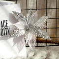 Sparkling silver glitter poinsettia flower with mesh petals for Christmas tree decoration - Silver (Style 2)