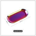 Oval rainbow stainless steel jewelry tray in small size, 185mm length organizer dish - Small / Colorful