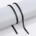 Minimalist black stainless steel curb chain necklace in classic hip-hop style for men - 5mm Black / Bracelet