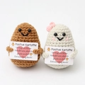 Hand-knitted brown and beige positive potato toy set with German card for encouragement - German Positive Potato Couple