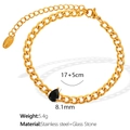 Bracciale in acciaio inossidabile dorato con ciondolo in vetro nero a goccia - Bracciale Oro Pietra Nera Goccia (SL38)