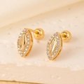 Boucles d'oreilles marquise dorées en zircons sertis et fermoir à vis sphérique - Style 18K Marquise / Or Zircon Blanc