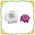 3D chrysanthemum silicone candle mold with purple flower sample showing 7.6cm size - Flower Style 10 (3D Chrysanthemum)