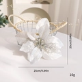25cm white artificial Christmas flower with glitter finish and hollowed-out leaf design - Silver
