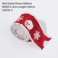 Nastro natalizio rosso con Babbo Natale, fiocchi e bordo in finta pelliccia, 5,3x200cm - Babbo Natale Rosso / 5.3cm x 2m