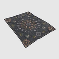 Detail of soft flannel blanket featuring mystical moon phases and vintage floral pattern - Dark Grey Astrology Floral