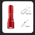Mini torcia LED ricaricabile rossa con cavo USB e cordino in set professionale - Stile Luce Alta Focalizzabile / Rosso