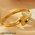 Bracciale occhio del diavolo dorato con pietre rosse e verdi e incisione retrò - Stile Doppia Gemma Rossa e Verde (KB183211-SP) / 60x50x21mm
