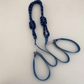 Blue woven yoga stretching strap with adjustable plastic buckle and four flexible loop ends - Blue Shoulder Strap