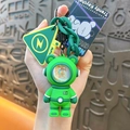 Creative cool green astronaut bear keychain with built-in sunset lamp for your backpack - Trendy Sunset Lamp Bear Pendant / Green