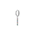 S925 sterling silver hoop earring featuring a colorful rainbow gemstone tassel pendant - Rainbow Bar Ear Buckle Silver (RHE880S)