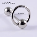 Silver stainless steel tongue ring with 10mm ring and 1.6x16x6x6mm dimensions - 1.6mm / Large Ring-Steel