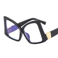 Oversized butterfly black glasses frame with gold metal accents and blue light coating - Black Frame Clear Lens