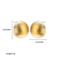 Golden domed shell texture earrings in 18K gold finish stainless steel jewelry - Shell Texture Hemisphere Studs (22265_7)