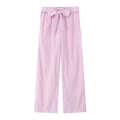 Roze en wit gestreepte broek met wijde pijpen en bijpassende strikriem dames - XS / Palazzobroek / Roze Wit Gestreept