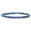 Minimalistisches 4mm Natur Tigerauge Perlenarmband in abwechselnd blau abgestuften Steinen - Blaues Tigerauge Stein