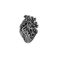 Macro detail of anatomical heart brooch with silver engraving You are part of me text - You Are Part Of Me Style (XZ3822)